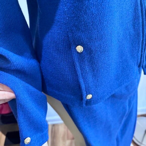 St John royal blue set pant suit 12 Large sapphire jacket embellished - Picture 3 of 5